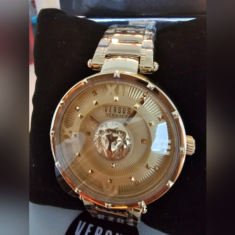 Versus Versace Gold-Tone Lion Watch